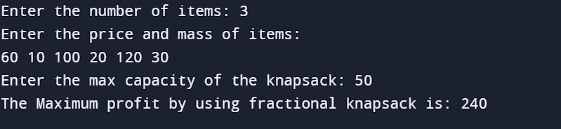 Knapsack Problem in C++