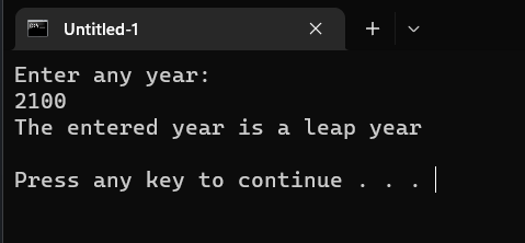 Leap Year Program In C++