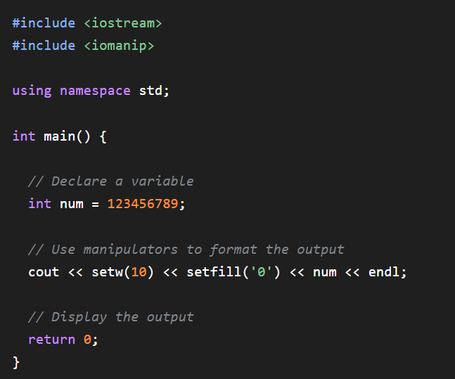 Managing Output with Manipulators in C++