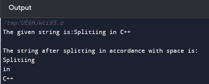 SPLIT FUNCTION IN C++