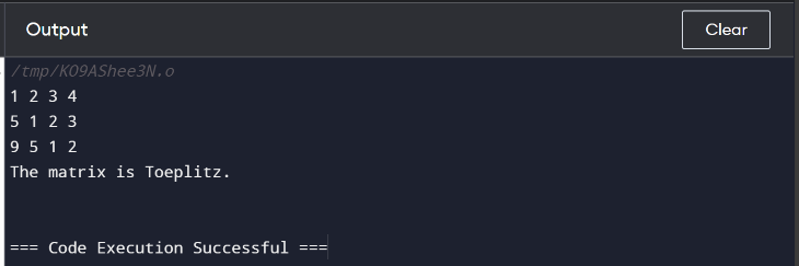 Toeplitz Matrix in C++