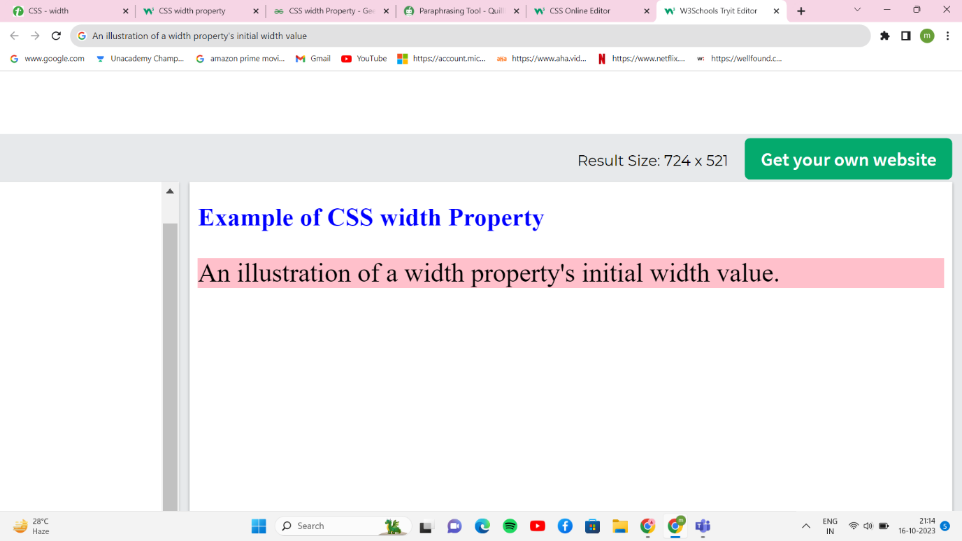 Width Property in CSS