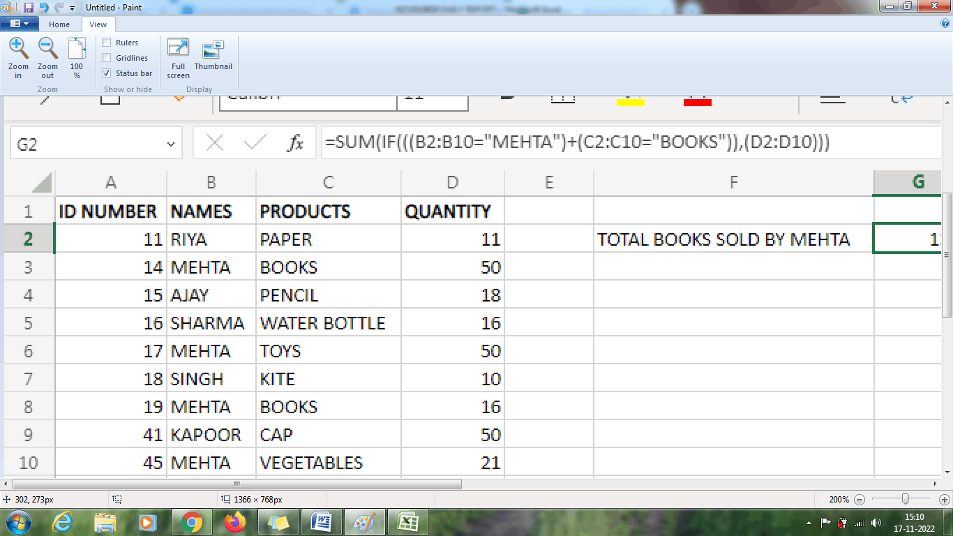 Array Formula in Excel
