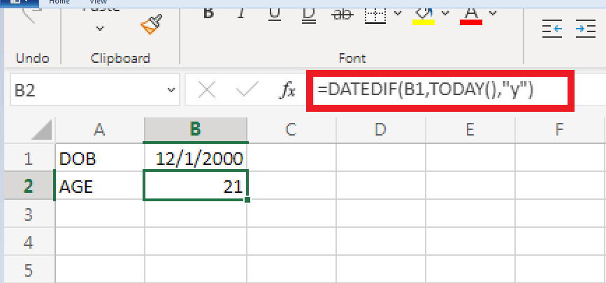 Calculating Age in Excel