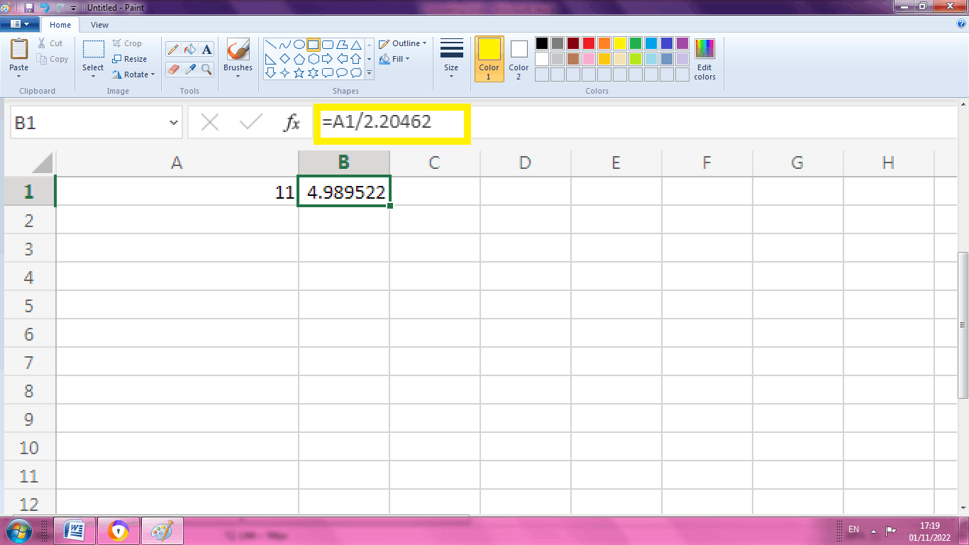 Converting the units in Excel