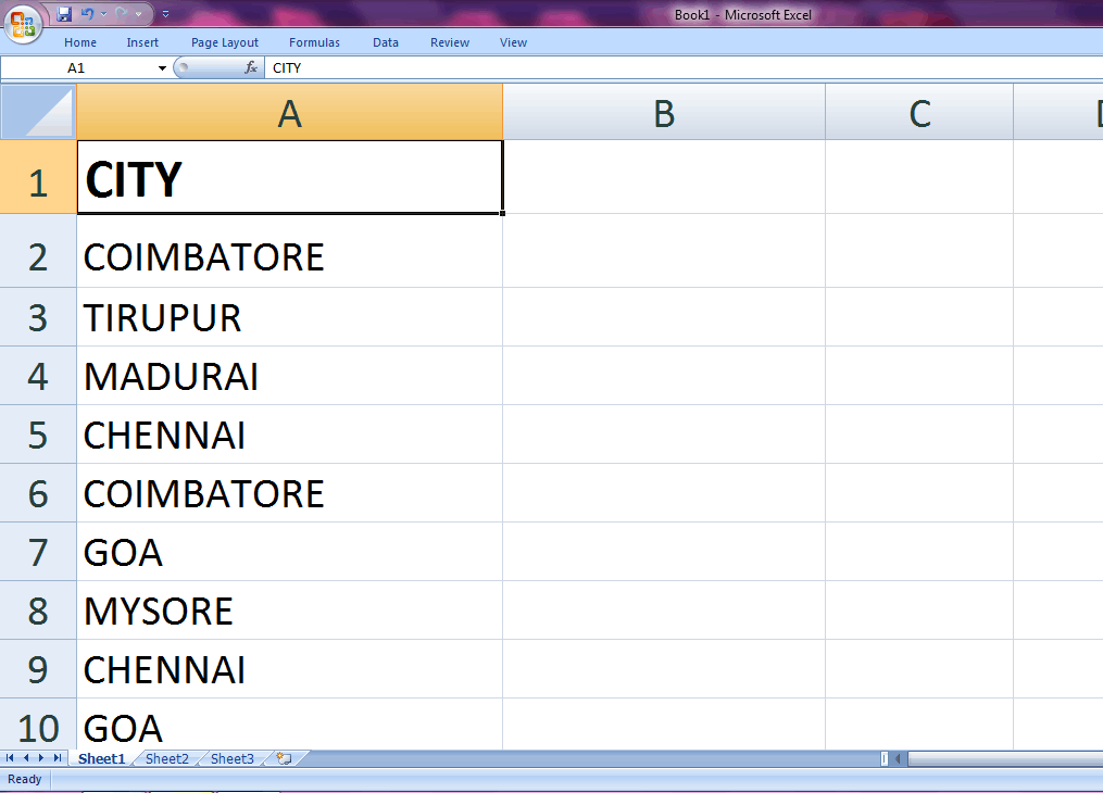 Excel Unique Values