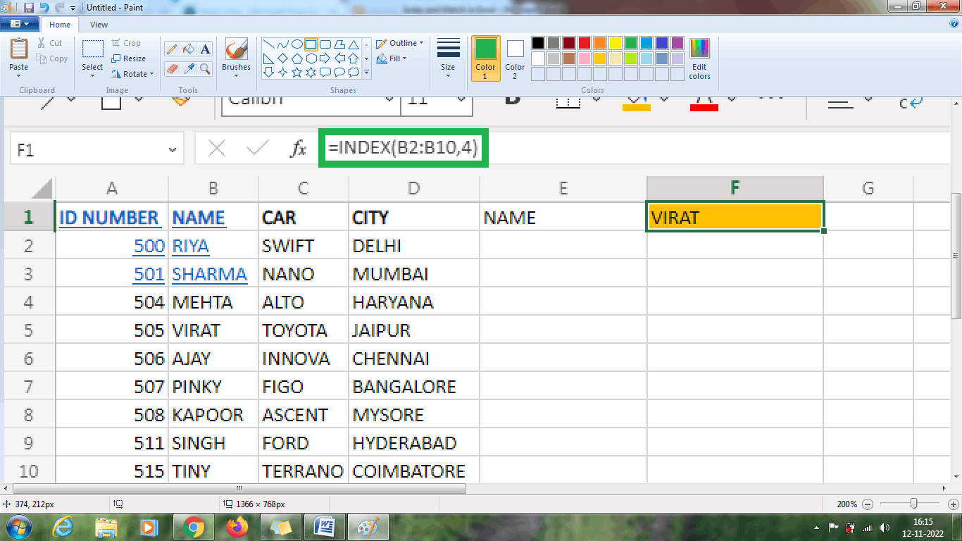 How to use Index and Match in Excel