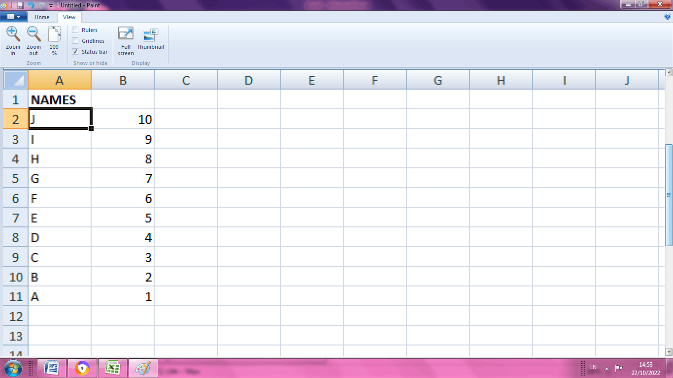 Reverse List in Excel