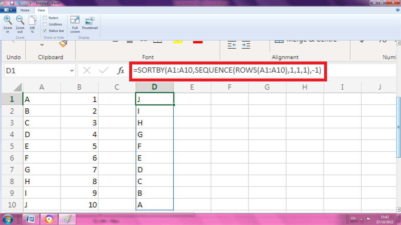 Reverse List in Excel - TAE