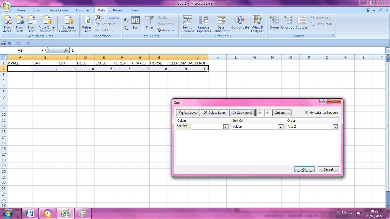Reverse List in Excel