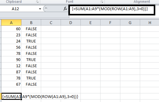 Sum Every Nth Row in Microsoft Excel