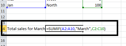 SUMIF Formula in Microsoft Excel