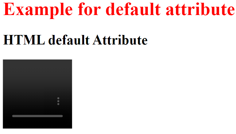 HTML Default Attribute/>
<!-- /wp:html -->

<!-- wp:paragraph -->
<p><strong>Example 2</strong></p>
<!-- /wp:paragraph -->

<!-- wp:preformatted -->
<pre class=
