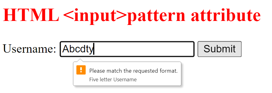 HTML Pattern Attribute