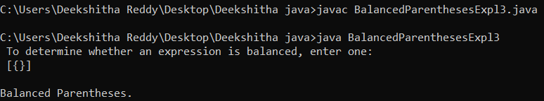 Balanced Parentheses in Java