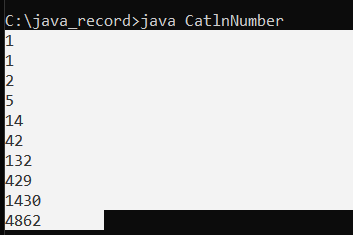 Catalan number in Java