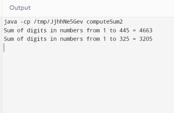 Computing Digit Sum of All Numbers From 1 to n in Java