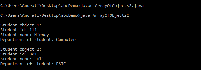 How to create array of objects in Java