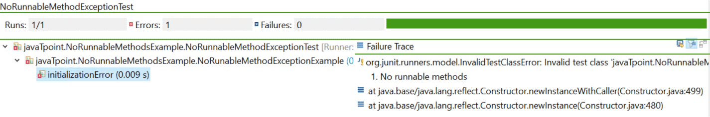 Java.lang.Exception.NoRunnableMethods