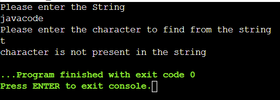 Program To Check Whether A Given Character Is Present In A String Or Not