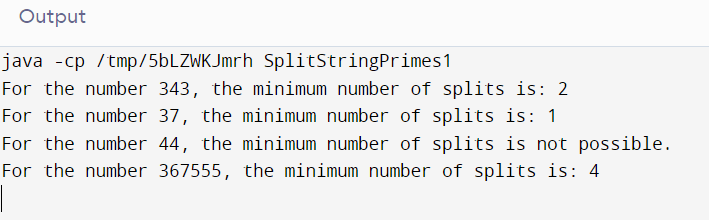 Split the Number String into Primes in Java