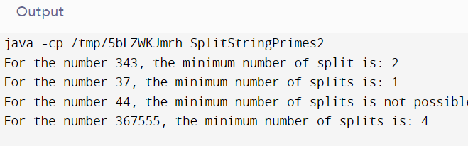 Split the Number String into Primes in Java