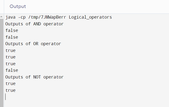 Types of Logical Operators in Java