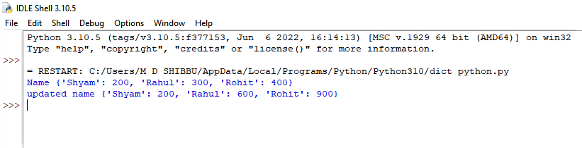 Dictionary in python