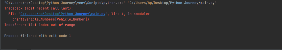 Index Error In Python