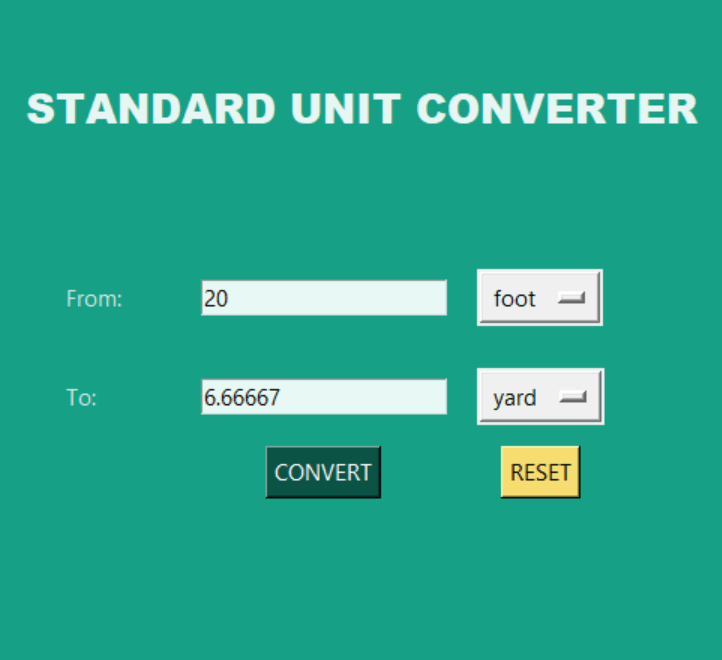 Standard GUI Unit Converter using Tkinter in Python