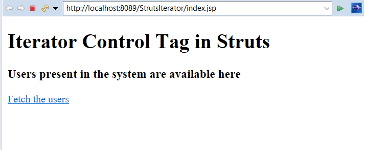 Struts Control tag- Iterator tag
