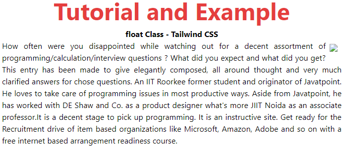 Tailwind CSS Float - TAE