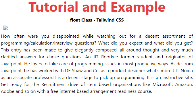 Tailwind CSS Float