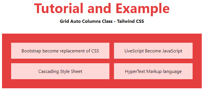 Tailwind CSS Grid Auto Columns