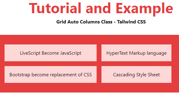 Tailwind CSS Grid Auto Columns