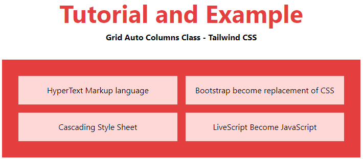Tailwind CSS Grid Auto Columns