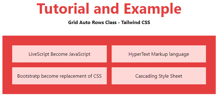Tailwind CSS Grid Auto Rows TAE