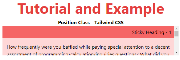 Tailwind CSS Position